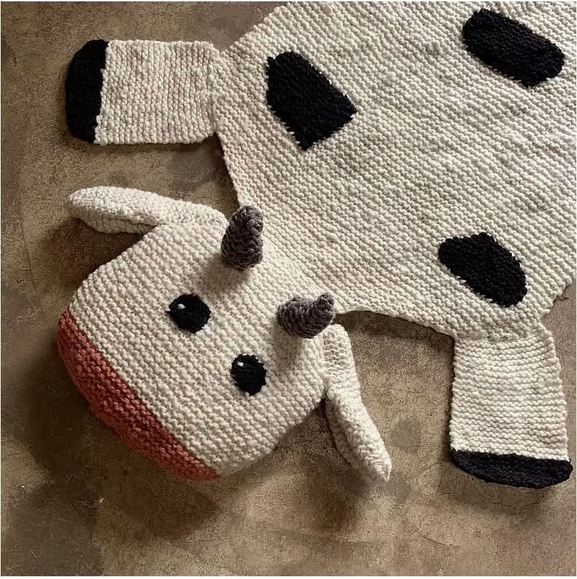 Organic Wool Play Mat + Nursery Rug  - Cow