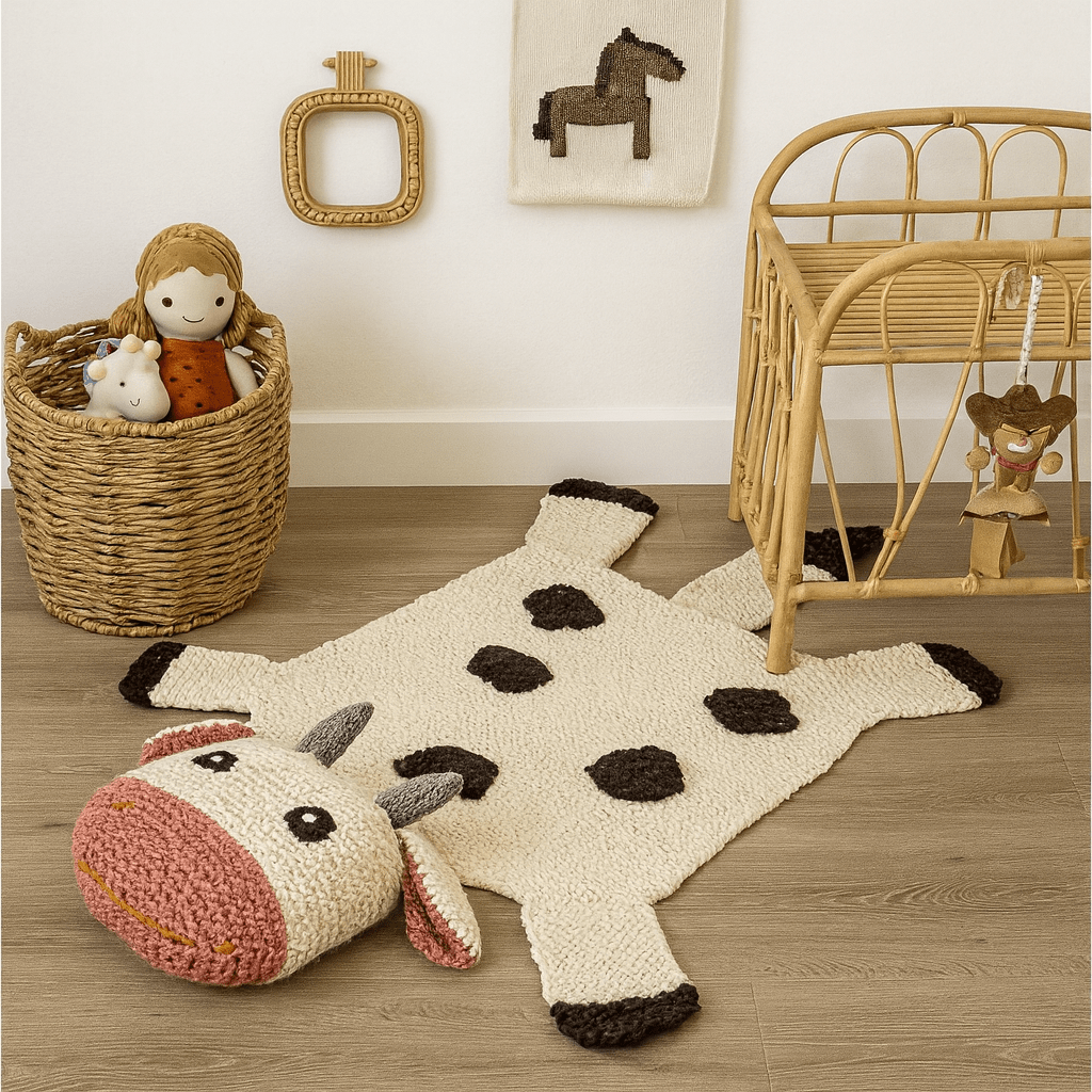 Organic Wool Play Mat + Nursery Rug  - Cow