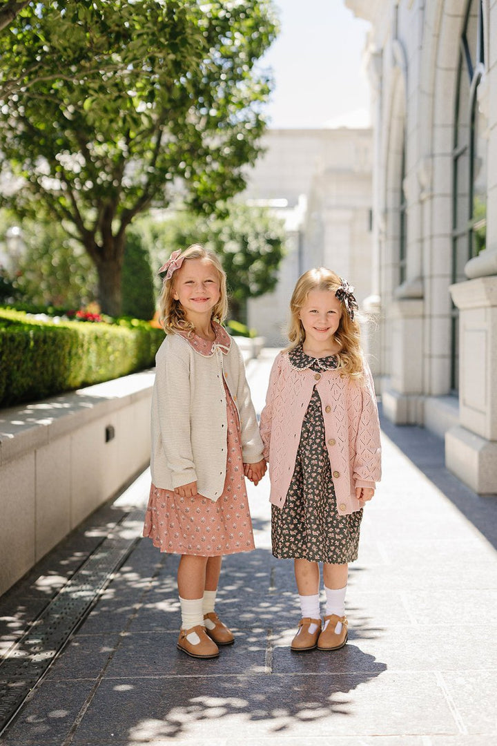 Pink Pointelle Button Down Cardigan