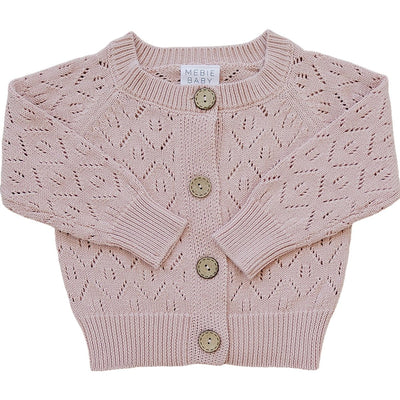 Pink Pointelle Button Down Cardigan