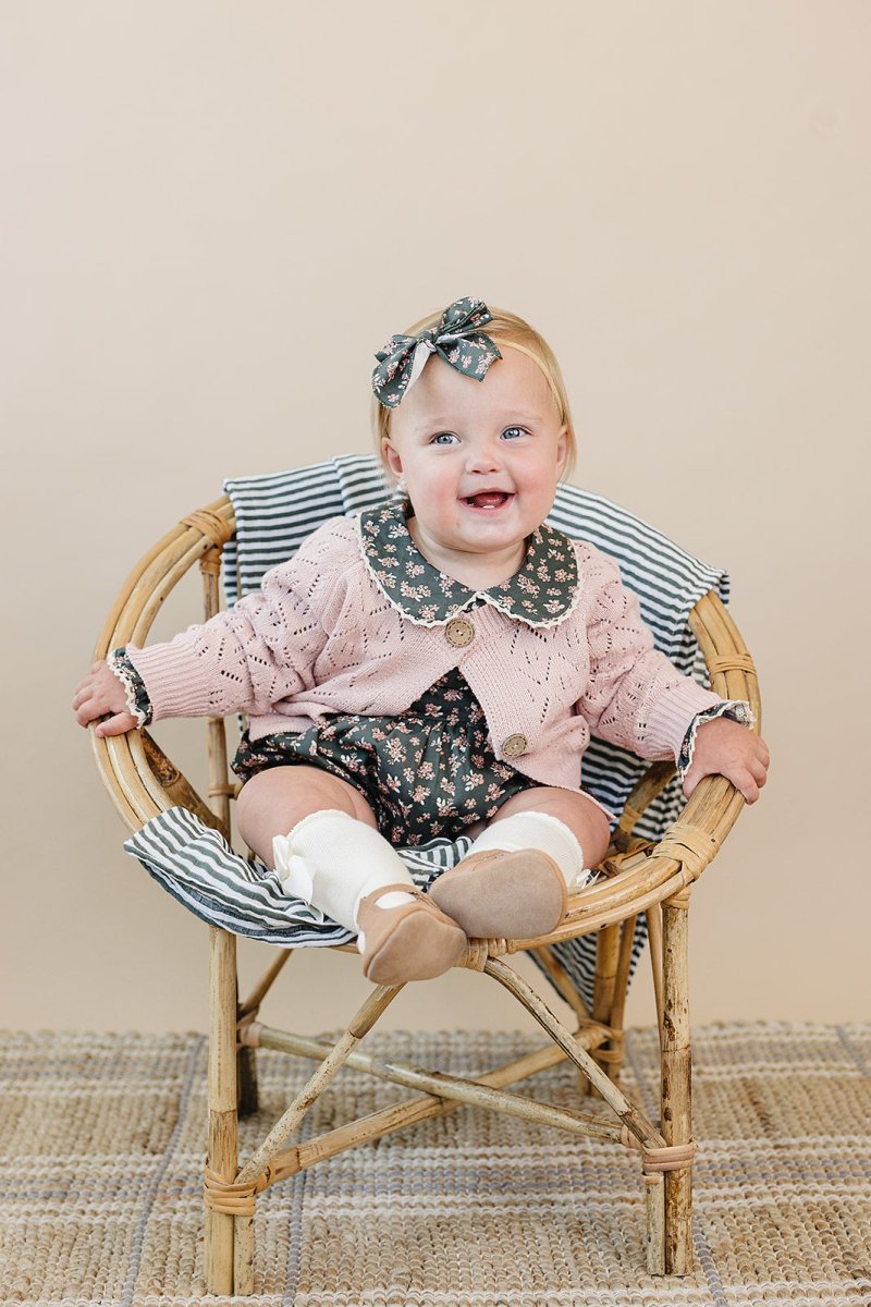 Pink Pointelle Button Down Cardigan