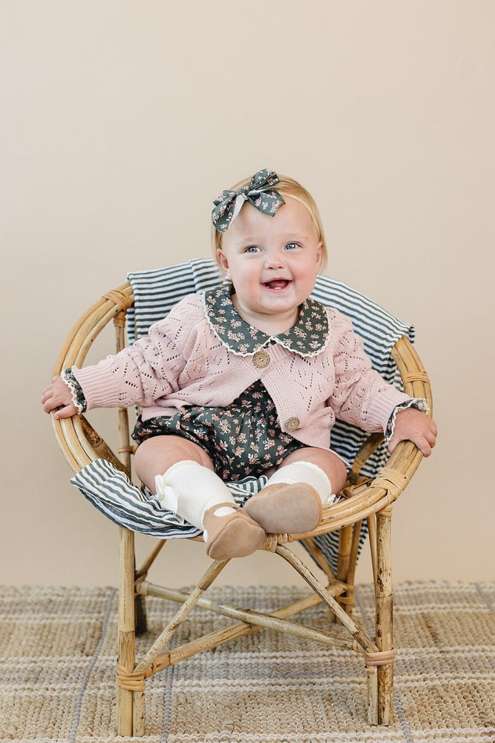Pink Pointelle Button Down Cardigan