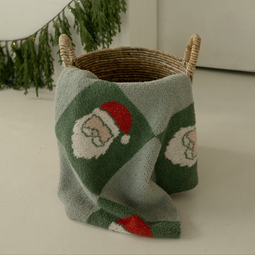 Plush Blanket - Santa Checkerboard