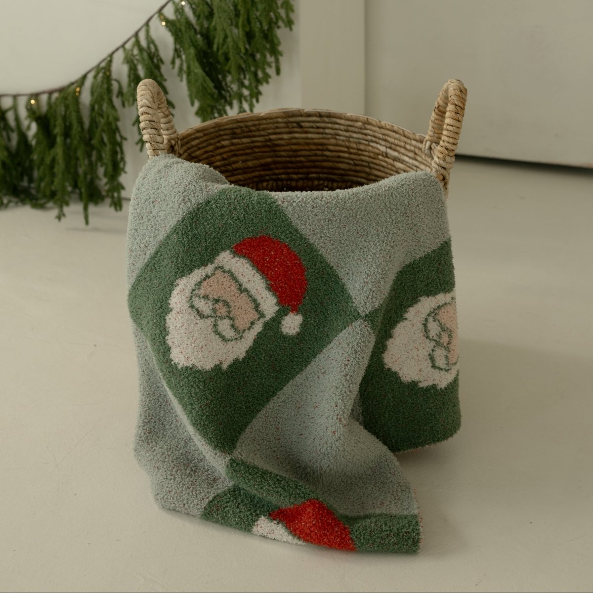 Plush Blanket - Santa Checkerboard
