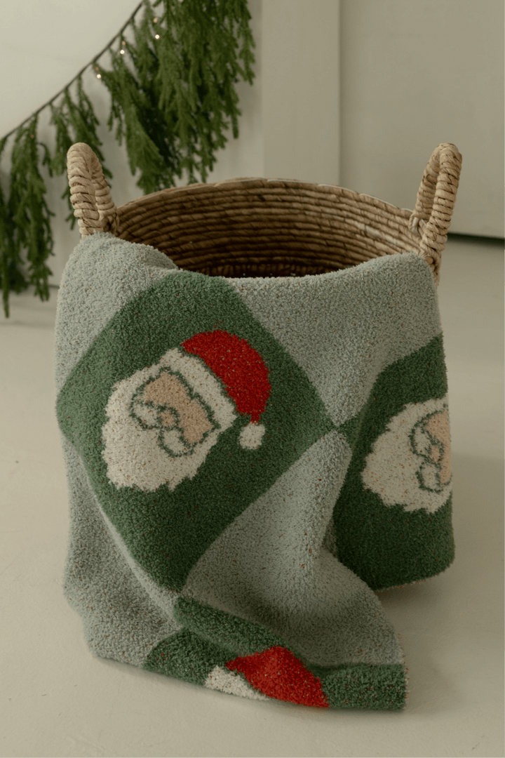 Plush Blanket - Santa Checkerboard