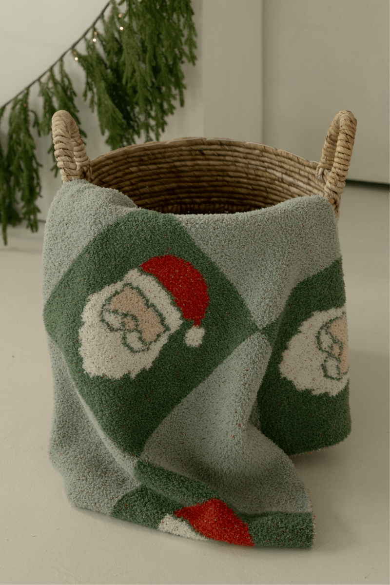 Plush Blanket - Santa Checkerboard