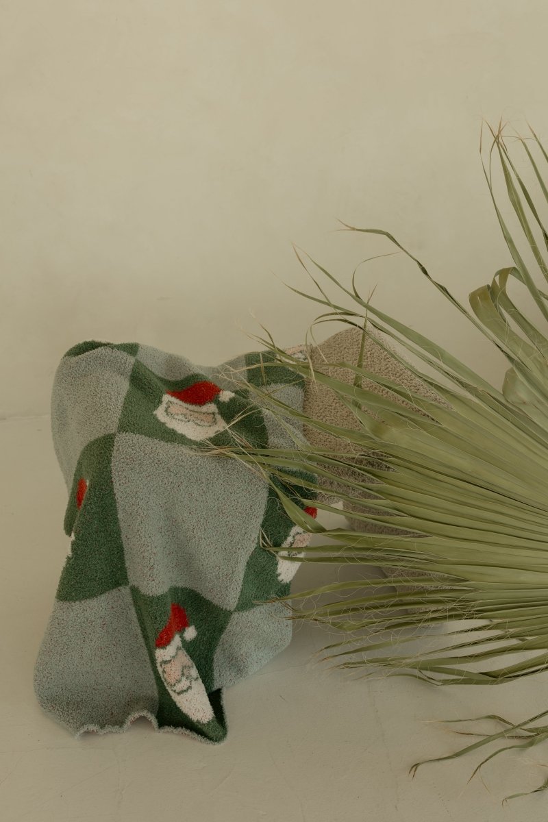 Plush Blanket - Santa Checkerboard