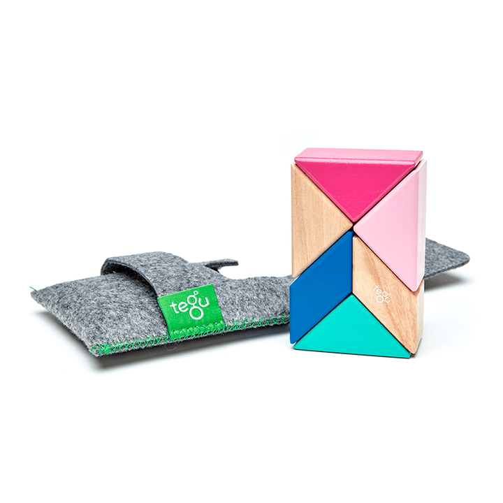 Pocket Pouch Prism Magnetic Wooden Blocks - 6 pieces