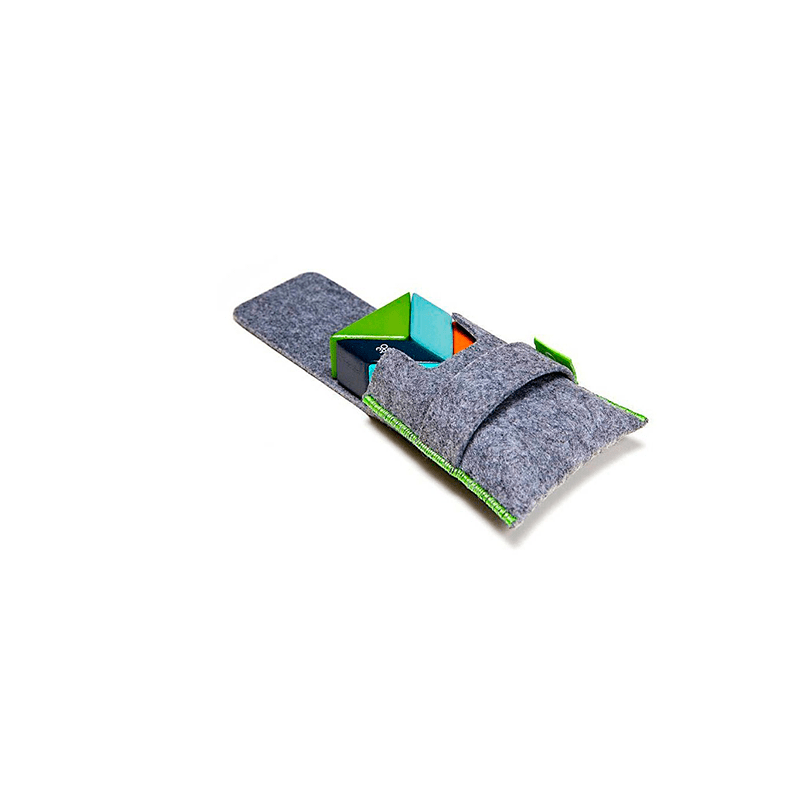 Pocket Pouch Prism Magnetic Wooden Blocks - 6 pieces