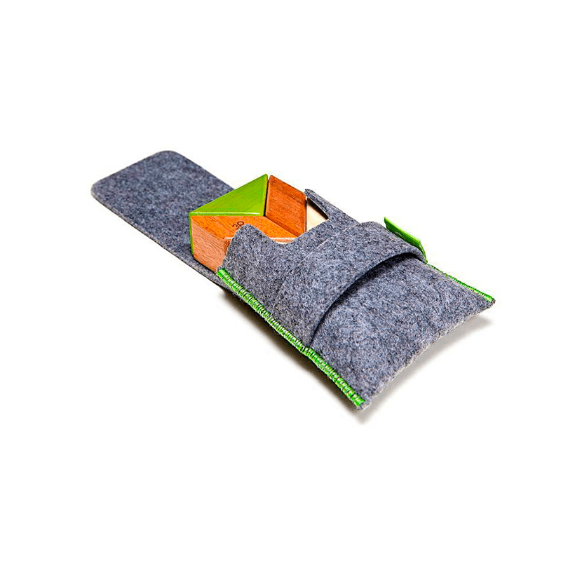 Pocket Pouch Prism Magnetic Wooden Blocks - 6 pieces