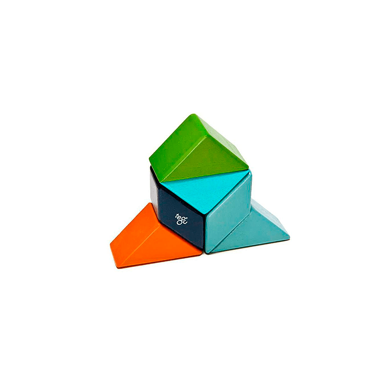 Pocket Pouch Prism Magnetic Wooden Blocks - 6 pieces