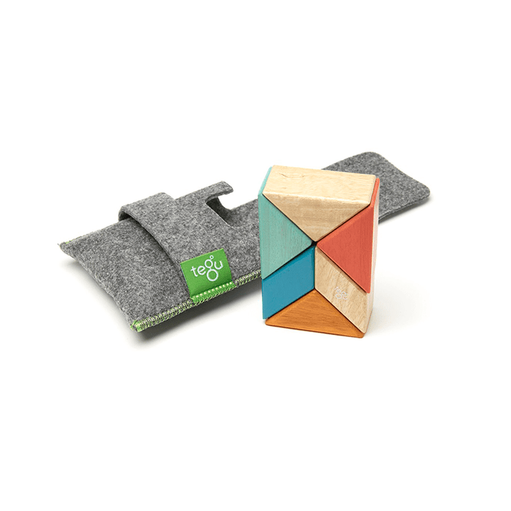 Pocket Pouch Prism Magnetic Wooden Blocks - 6 pieces