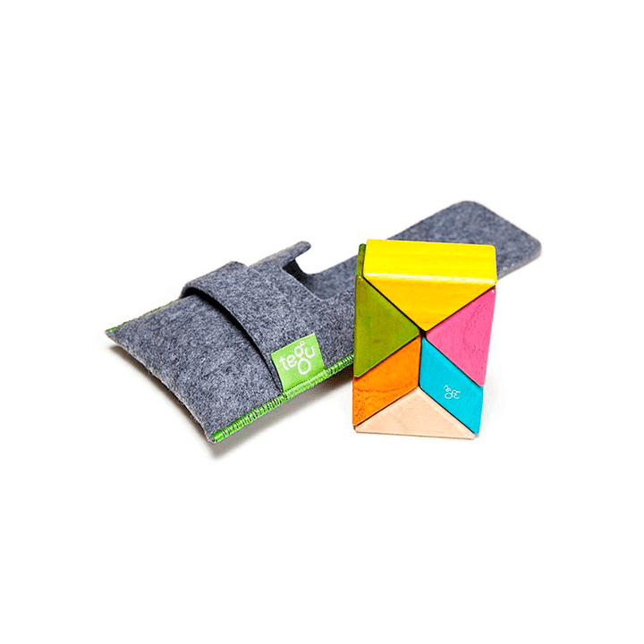 Pocket Pouch Prism Magnetic Wooden Blocks - 6 pieces