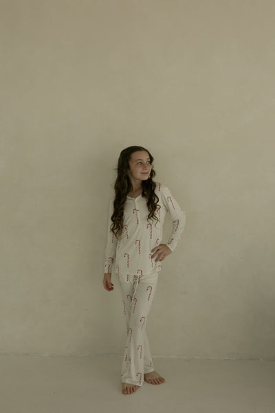 Pre-Teen Flare Bamboo Pajamas - Candy Cane