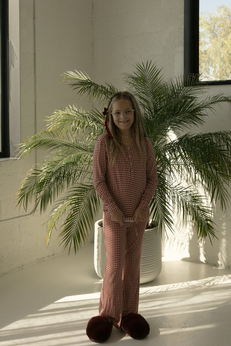 Pre-Teen Flare Bamboo Pajamas - Red Gingham