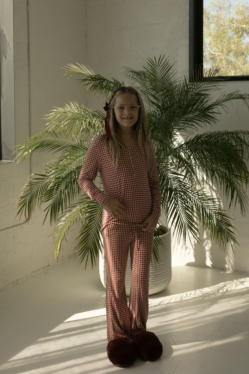 Pre-Teen Flare Bamboo Pajamas - Red Gingham