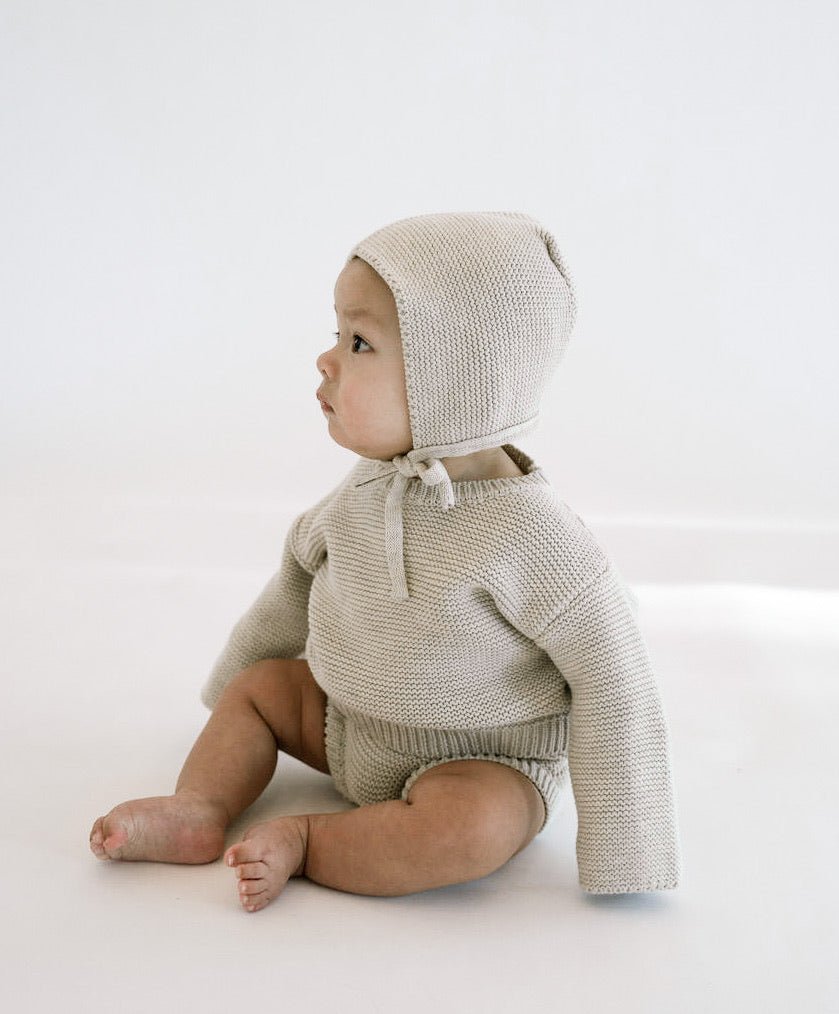 Purl Knit Bonnet ‘Gray Marle’