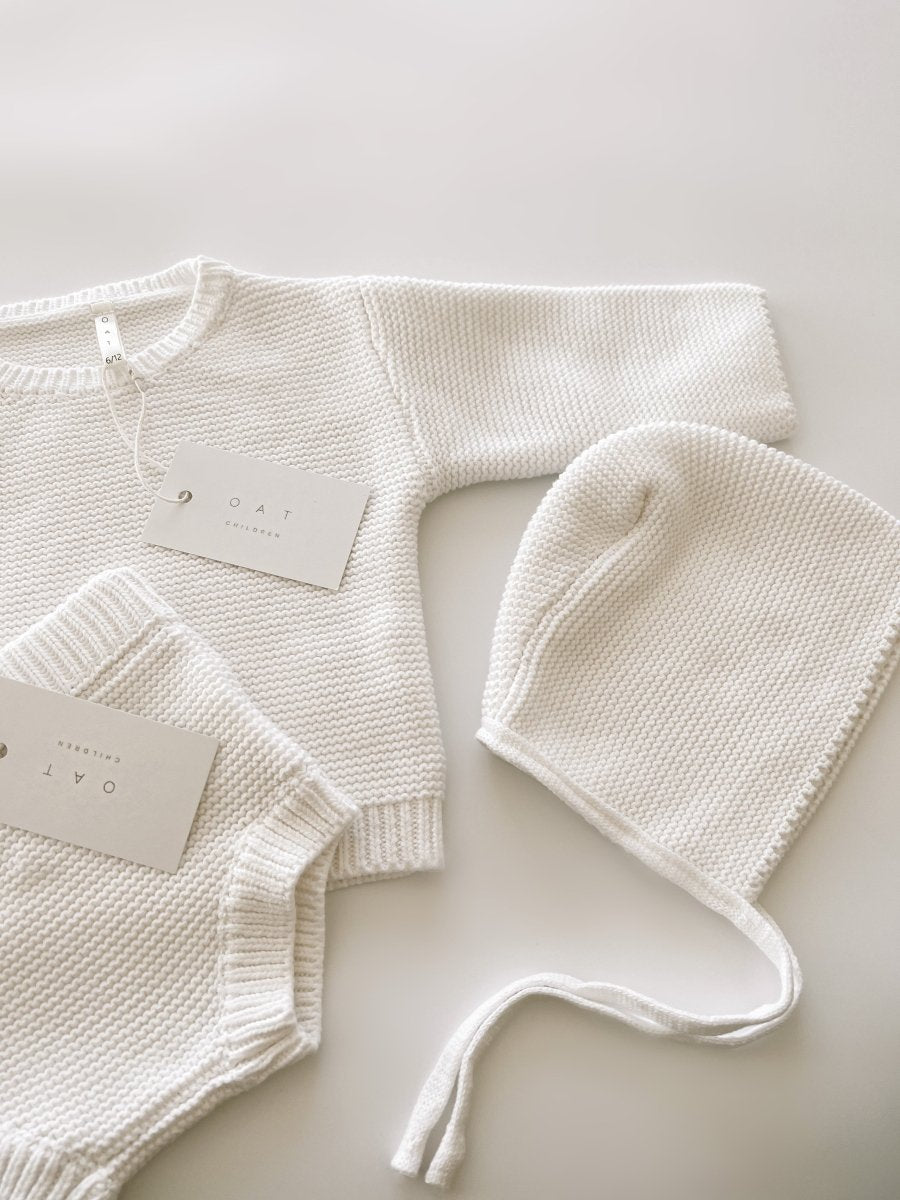 Purl Knit Bonnet ‘Milk’