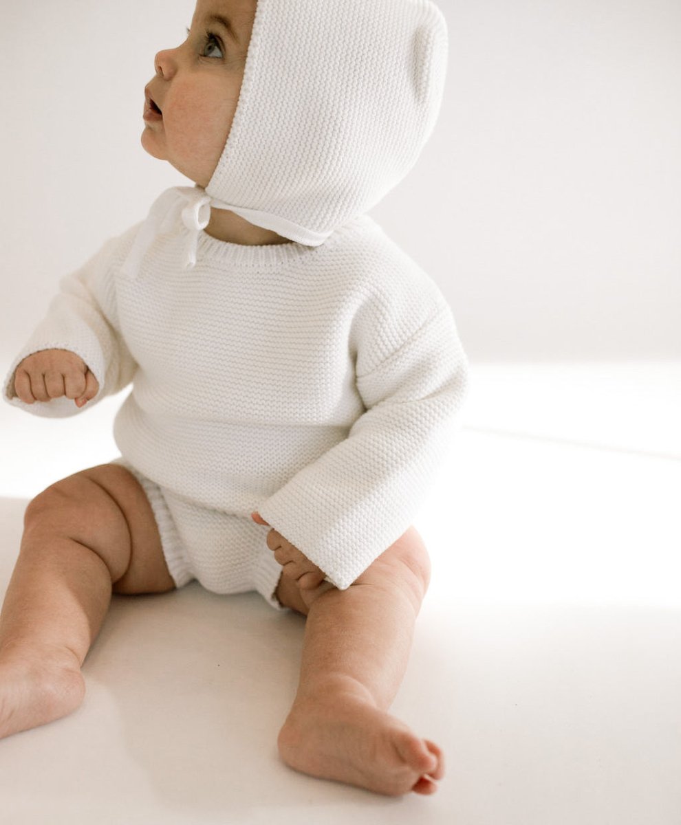 Purl Knit Bonnet ‘Milk’