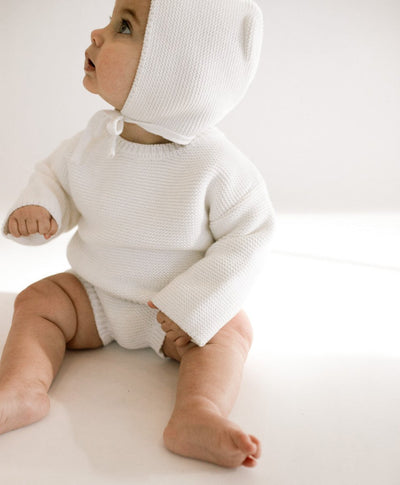 Purl Knit Bonnet ‘Milk’