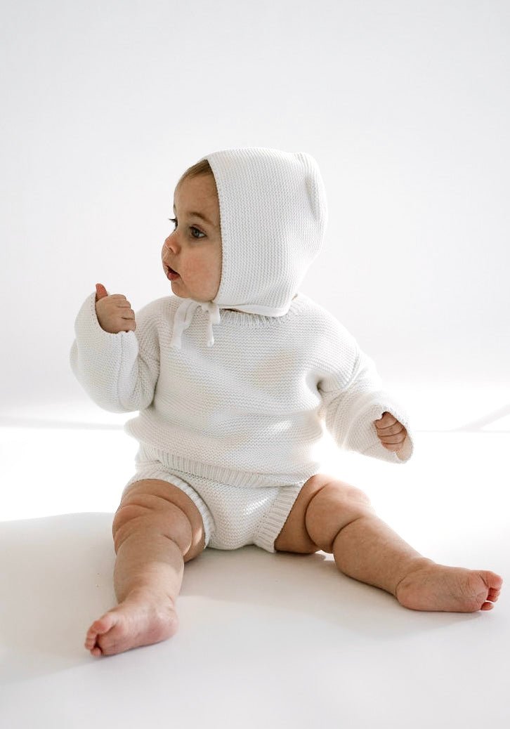 Purl Knit Bonnet ‘Milk’