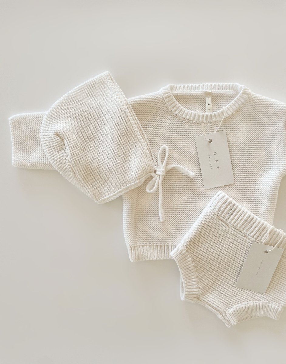 Purl Knit Bonnet ‘Milk’