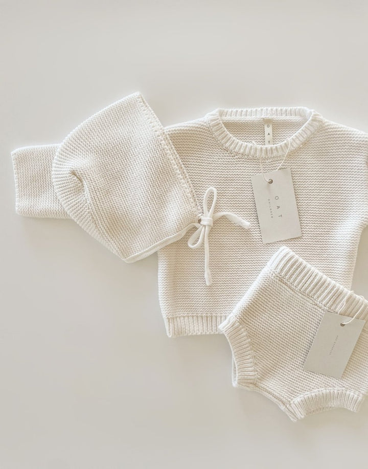 Purl Knit Bonnet ‘Milk’