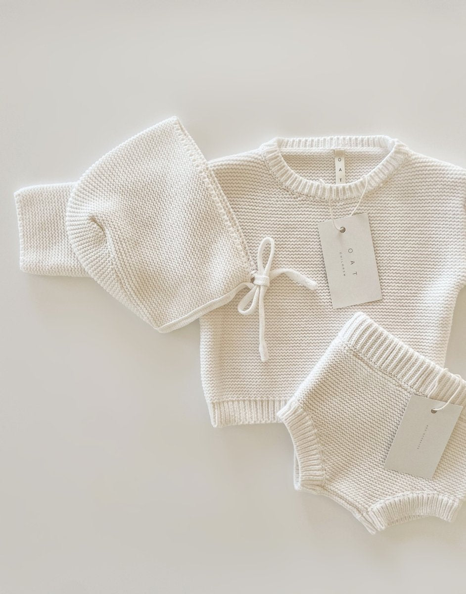 Purl Knit Bonnet ‘Milk’