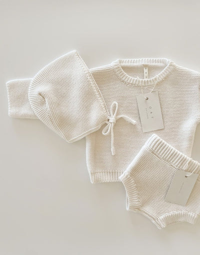 Purl Knit Bonnet ‘Milk’