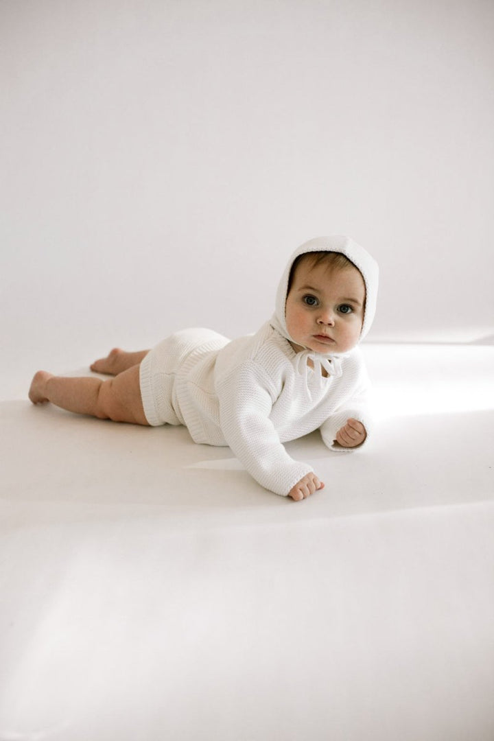 Purl Knit Bonnet ‘Milk’