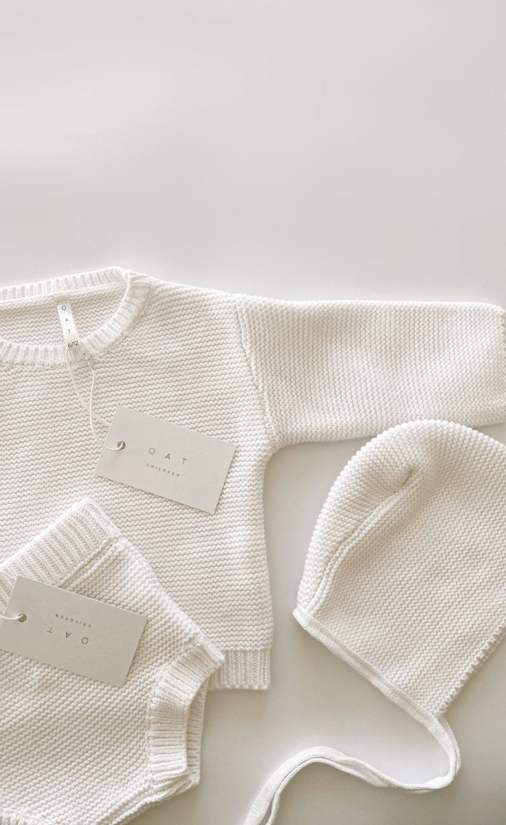 Purl Knit Bonnet ‘Milk’