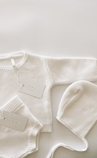 Purl Knit Bonnet ‘Milk’