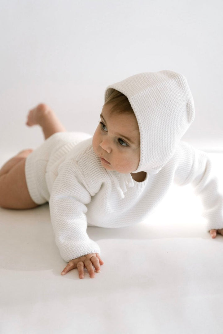 Purl Knit Bonnet ‘Milk’
