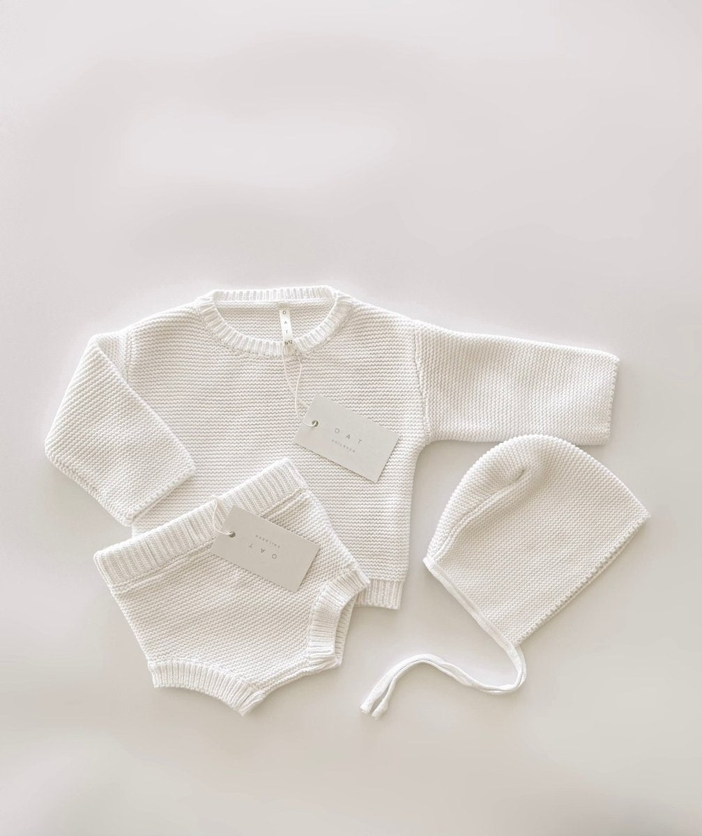 Purl Knit Bonnet ‘Milk’