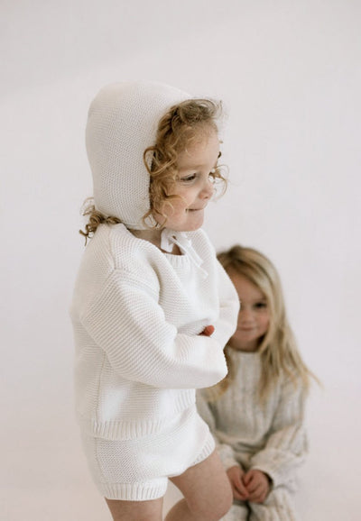 Purl Knit Bonnet ‘Milk’