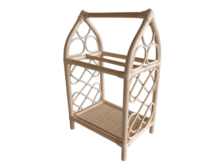 Rattan Doll Clothes Rack with Mini Hangers