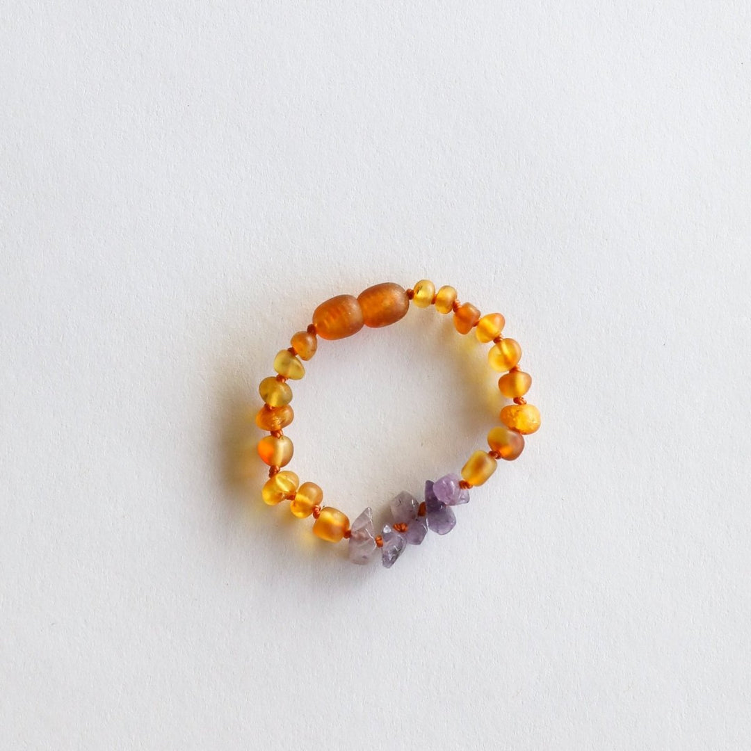 Raw Honey Baltic Amber + Raw Amethyst | Kids Set
