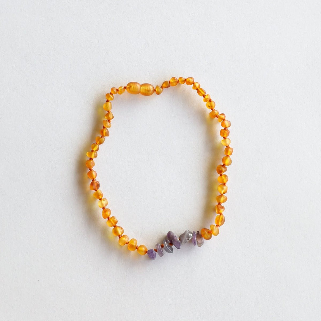 Raw Honey Baltic Amber + Raw Amethyst | Kids Set