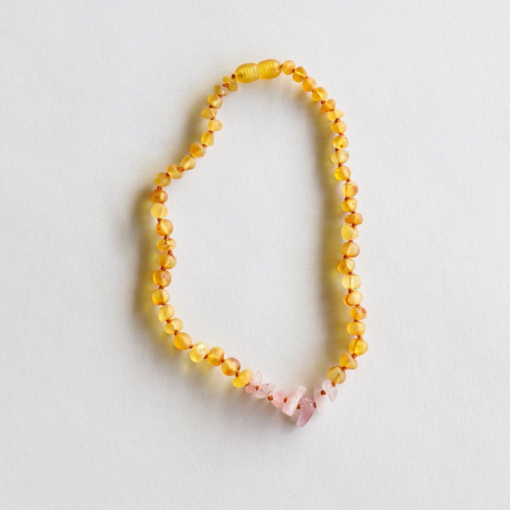 Raw Honey Baltic Amber + Raw Rose Quartz | Kids Set