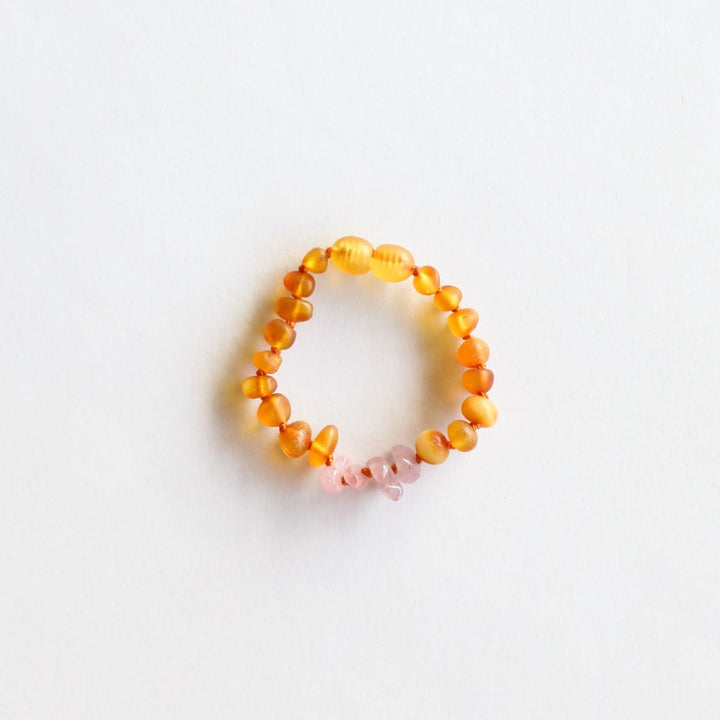 Raw Honey Baltic Amber + Raw Rose Quartz | Kids Set