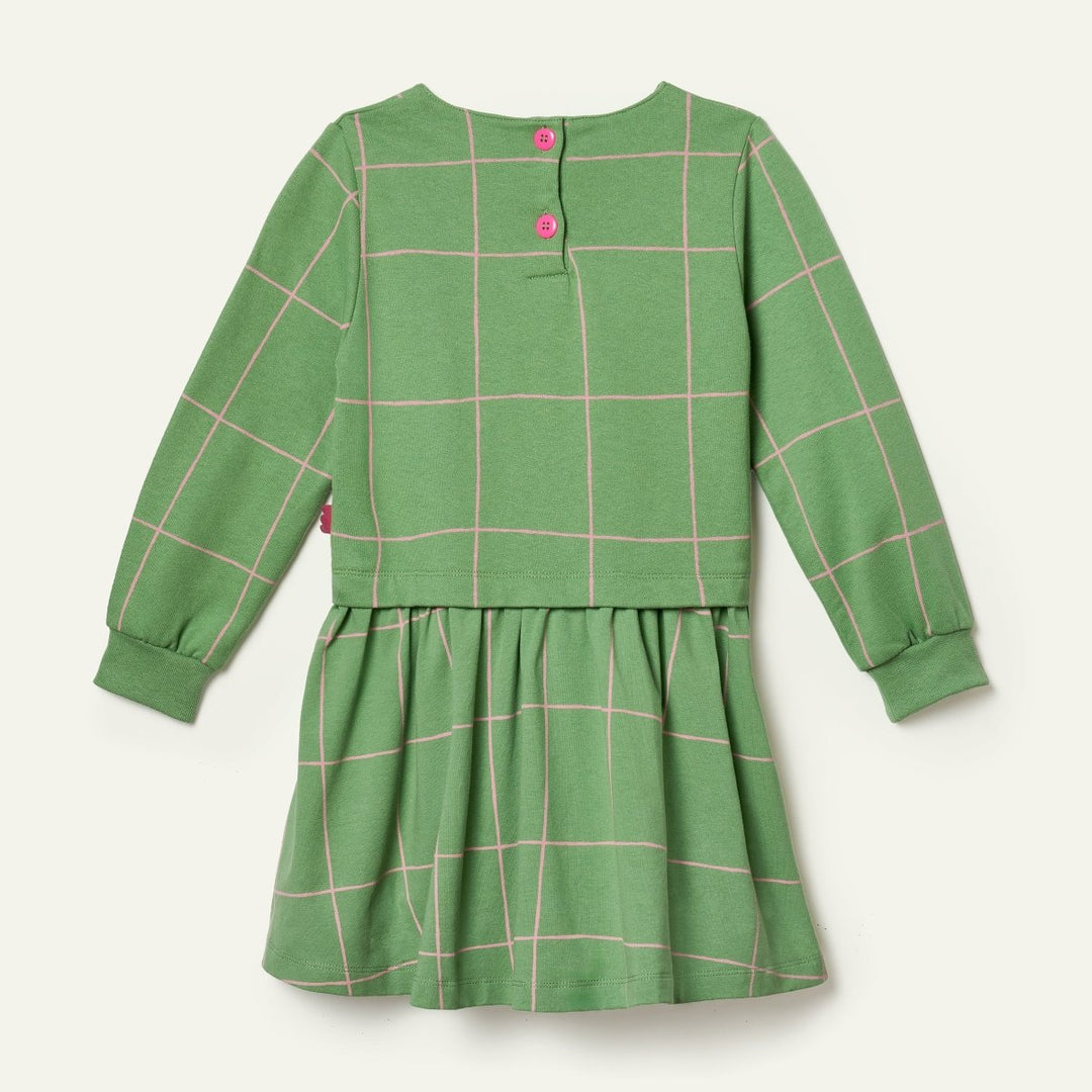 Recycled Cotton and Jersey Grid Dress