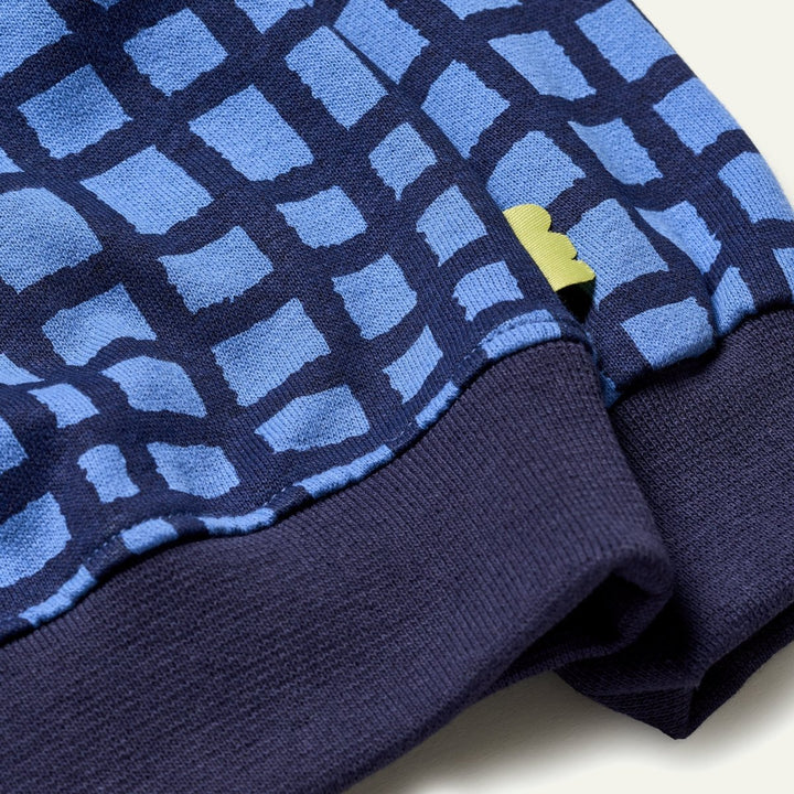Recycled Cotton Blue Grid Sweatshirt