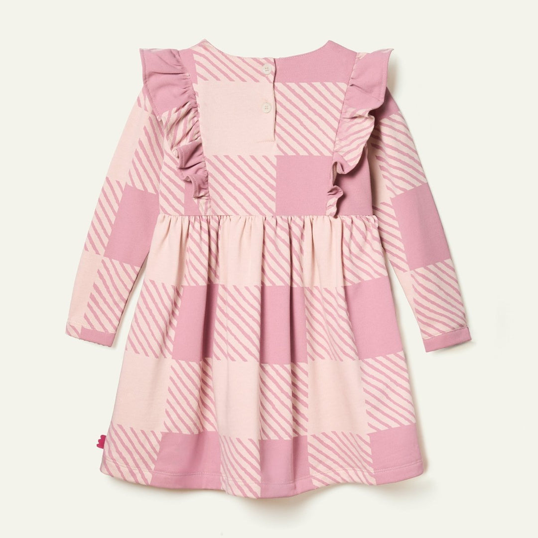 Recycled Cotton Buffalo Check Ruffle Dress