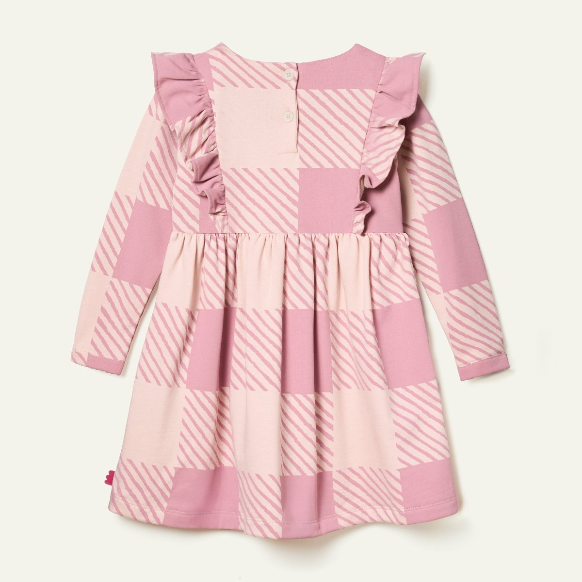 Recycled Cotton Buffalo Check Ruffle Dress