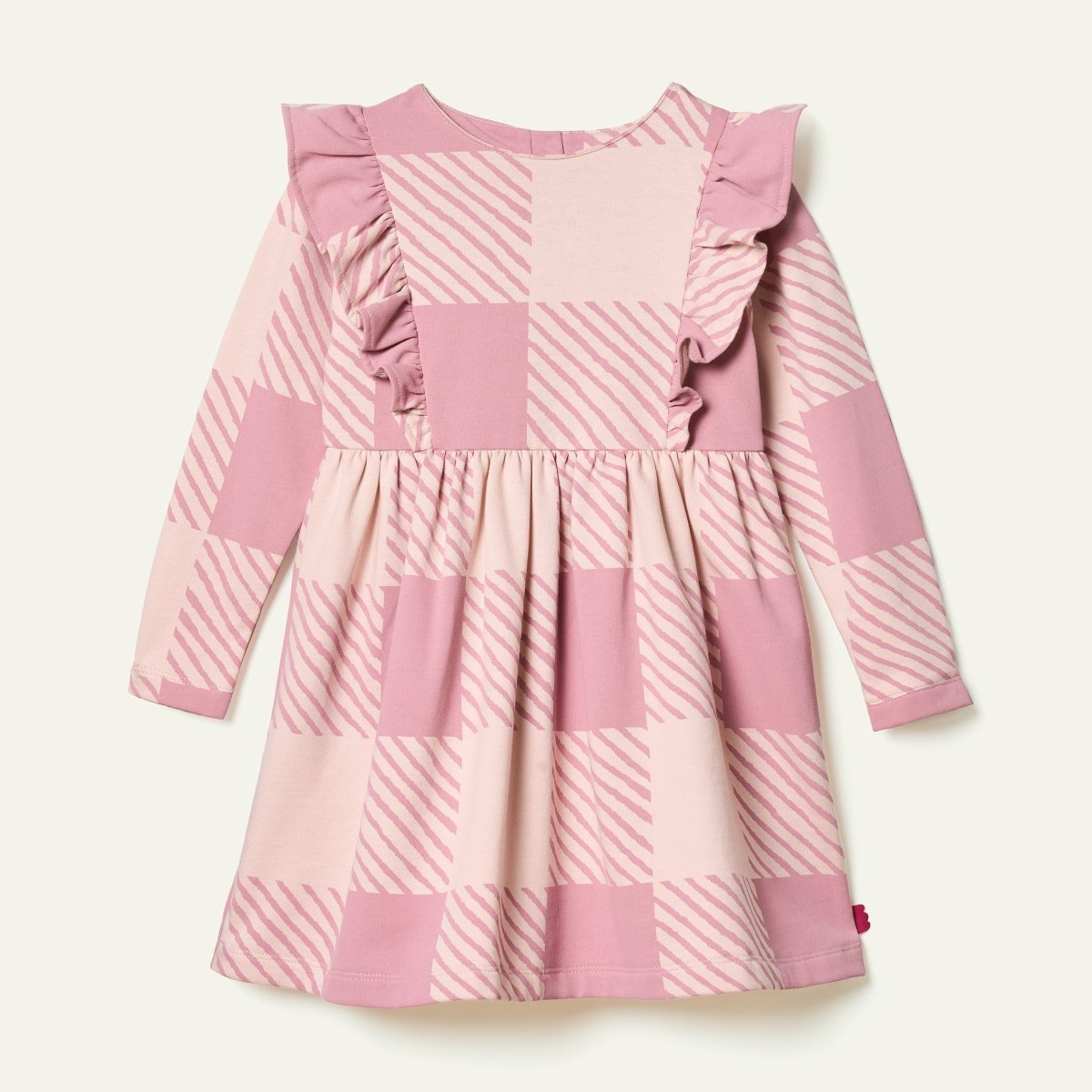Recycled Cotton Buffalo Check Ruffle Dress