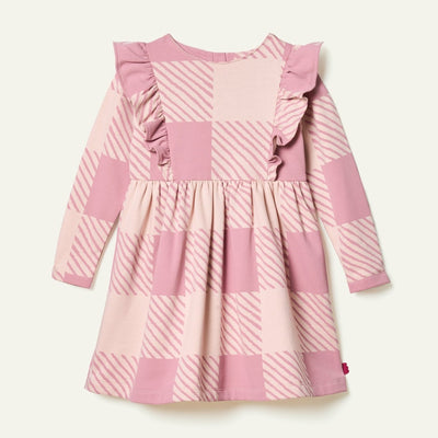 Recycled Cotton Buffalo Check Ruffle Dress