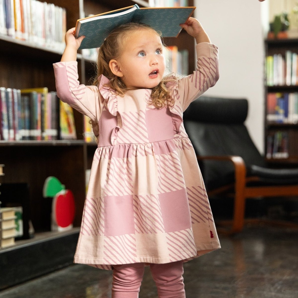 Recycled Cotton Buffalo Check Ruffle Dress