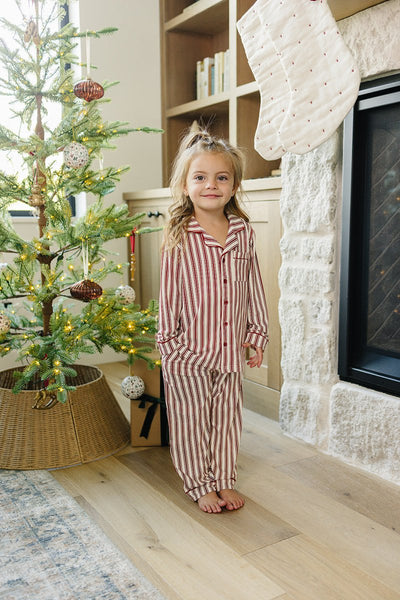 Red Stripes Collared Pajama Set