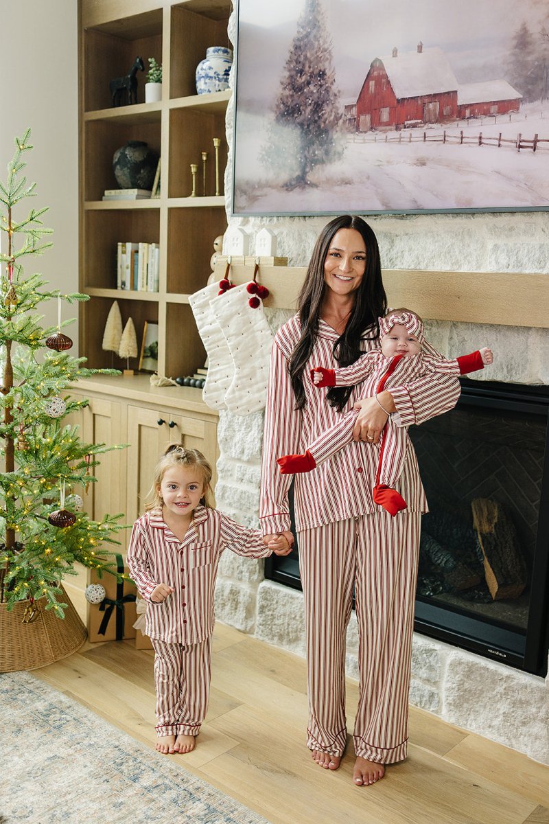 Red Stripes Collared Pajama Set