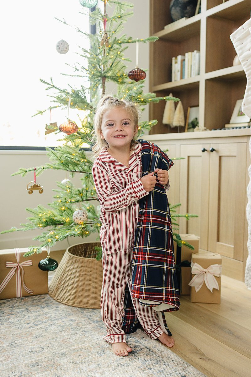Red Stripes Collared Pajama Set